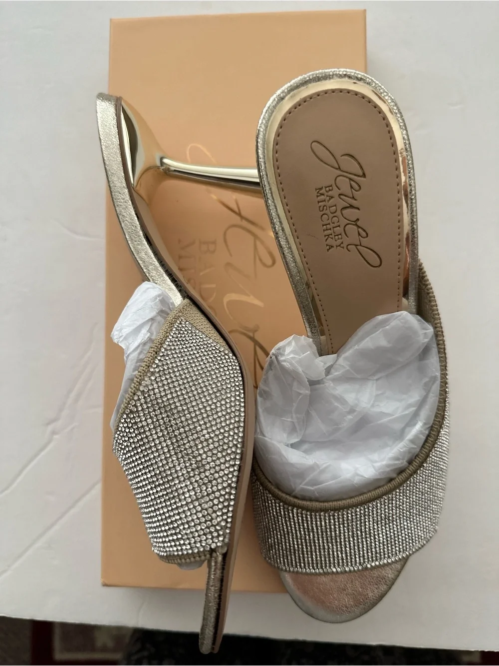 Jewel Badgley Mischka Silver Rhinestone Slide